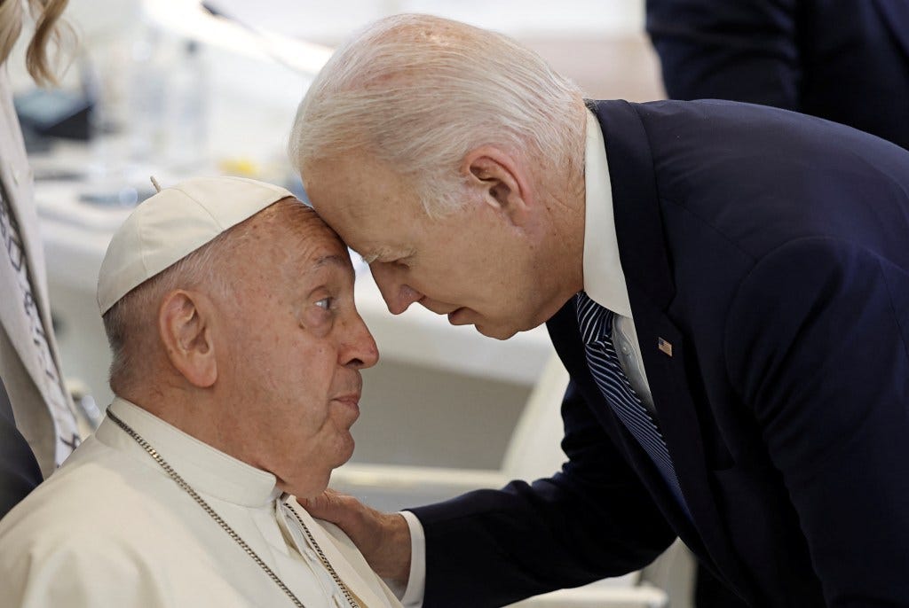President Biden embraced a confused-looking Pope Francis at the G7 summit. 