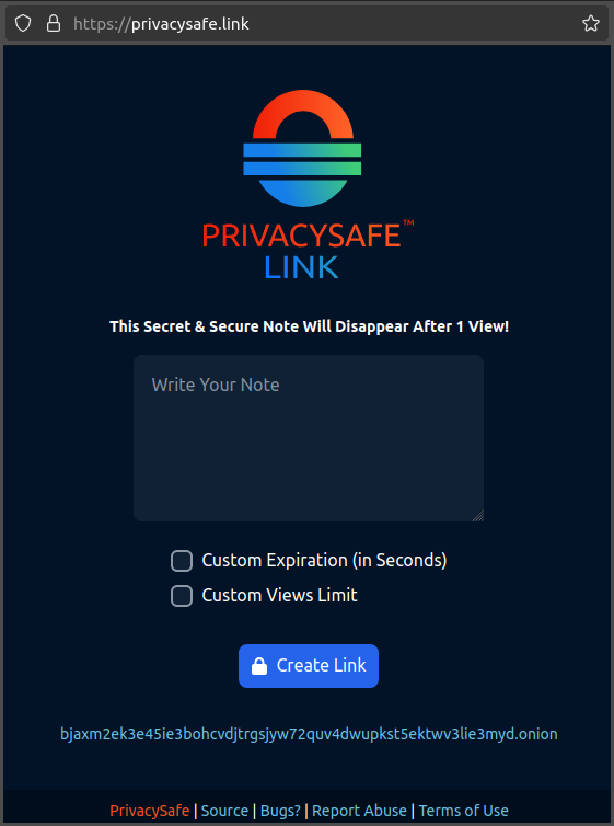 PrivacySafe Link Screenshot