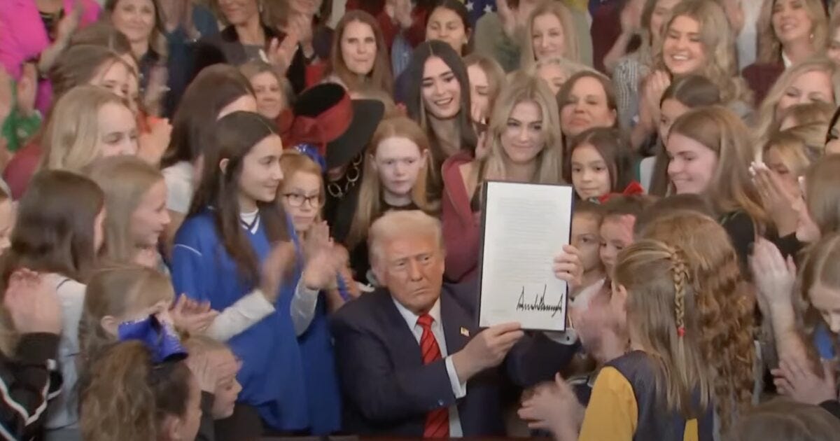 🎀 President Trump officially signs the Executive Order banning men from competing in women's sports
