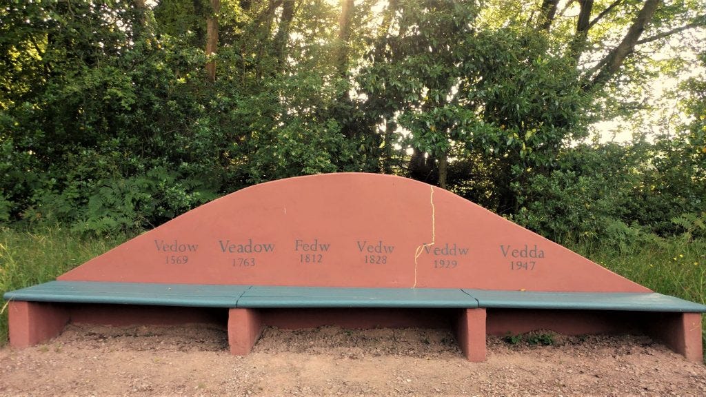Veddw Seat at Veddw Garden copyright Anne Wareham 