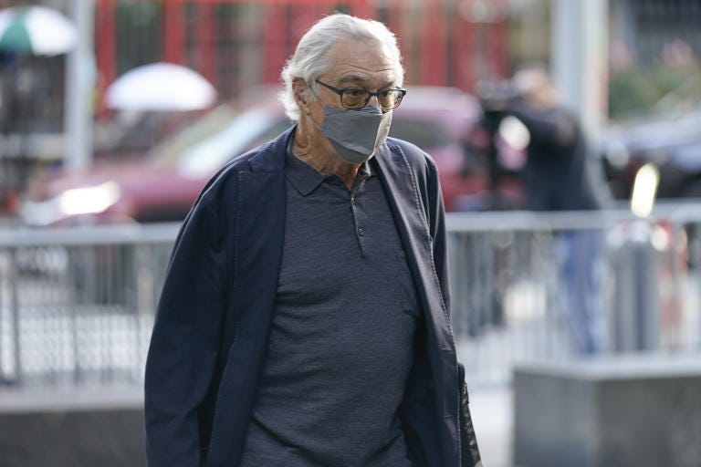 FILE - Actor Robert De Niro arrives to court, Tuesday, Oct. 31, 2023, in New York. De Niro looked on Wednesday, Nov. 8, as a lawyer for a woman who worked for him for over a decade urged a jury in closing arguments to award her millions of dollars for emotional distress and reputational harm because the actor discriminated and retaliated against her. (AP Photo/Seth Wenig, File) FILE - Actor Robert De Niro arrives to court, Tuesday, Oct. 31, 2023, in New York. De Niro looked on Wednesday, Nov. 8, as a lawyer for a woman who worked for him for over a decade urged a jury in closing arguments to award her millions of dollars for emotional distress and reputational harm because the actor discriminated and retaliated against her. (AP Photo/Seth Wenig, File)