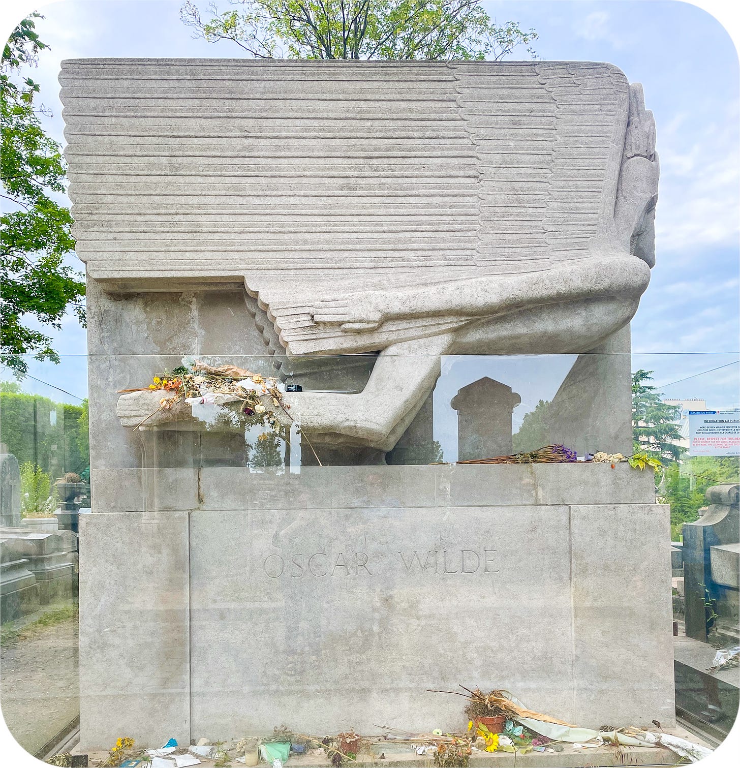 Oscar Wilde's tomb, Pere Lachaise Cemetery, Paris.