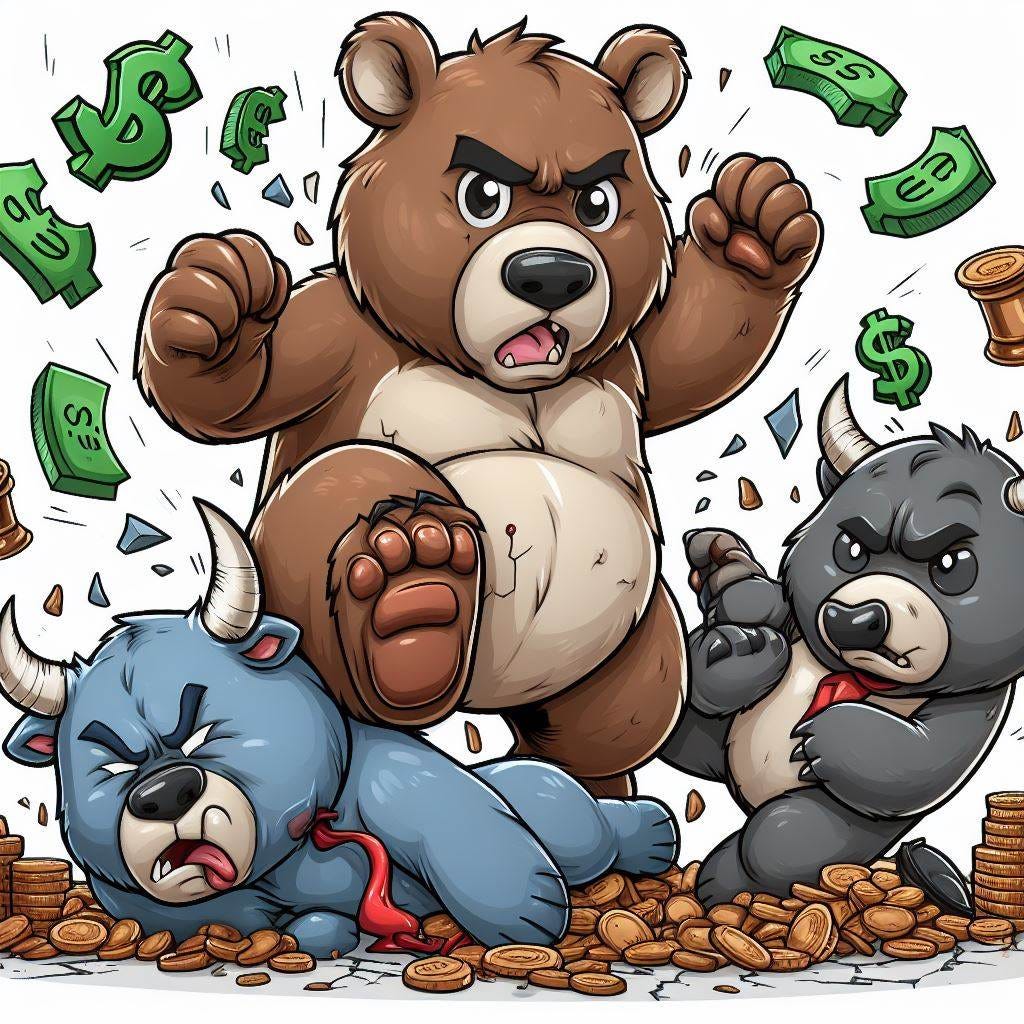 Cartoon Stock bears got crushed by bulls