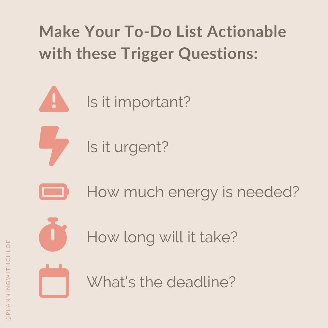 Make your to do list actionable with these trigger questions