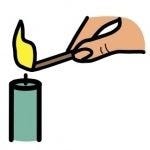 picture symbol of a hand lighting a candle