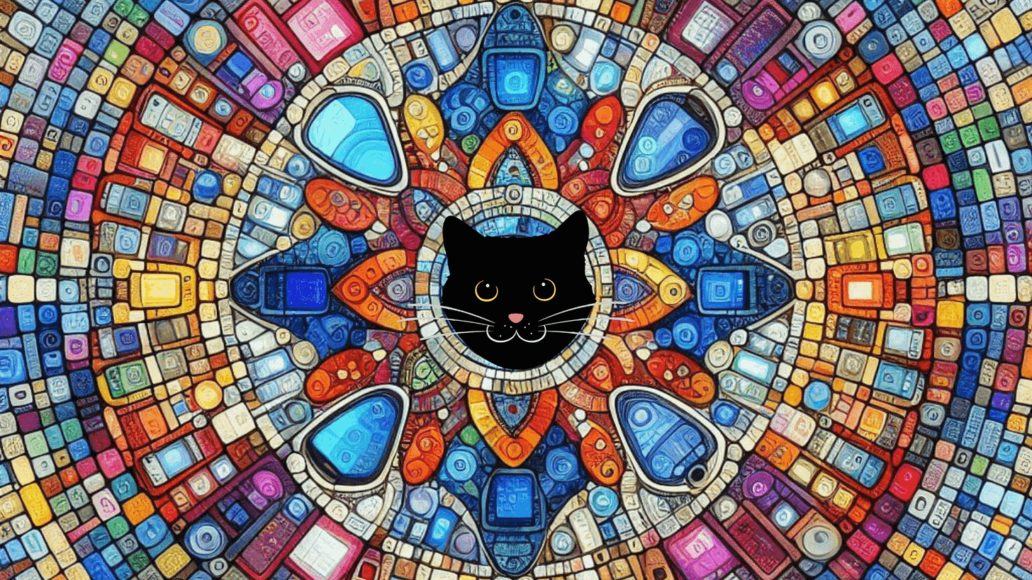 Image of cat face inside mosaic