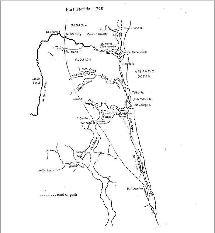 Map of East Florida in 1795 Map of East Florida in 1795