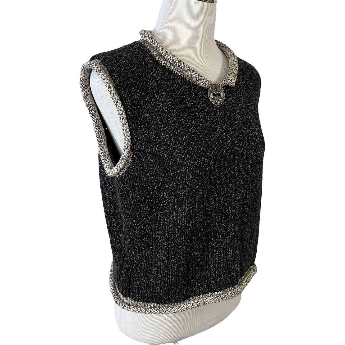 Ani Barrie Pullover Knit Sweater Vest Size M Made in USA Gray with Rolled Collar - Picture 1 of 9