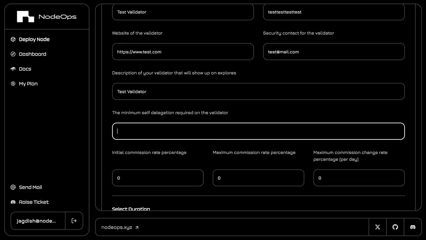 Fill in the validator details