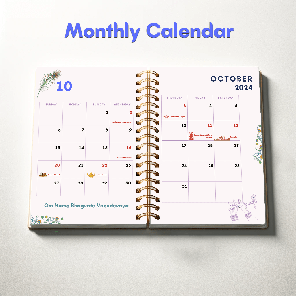 Monthly Calendar - 2024 Hindu Planner by Artham