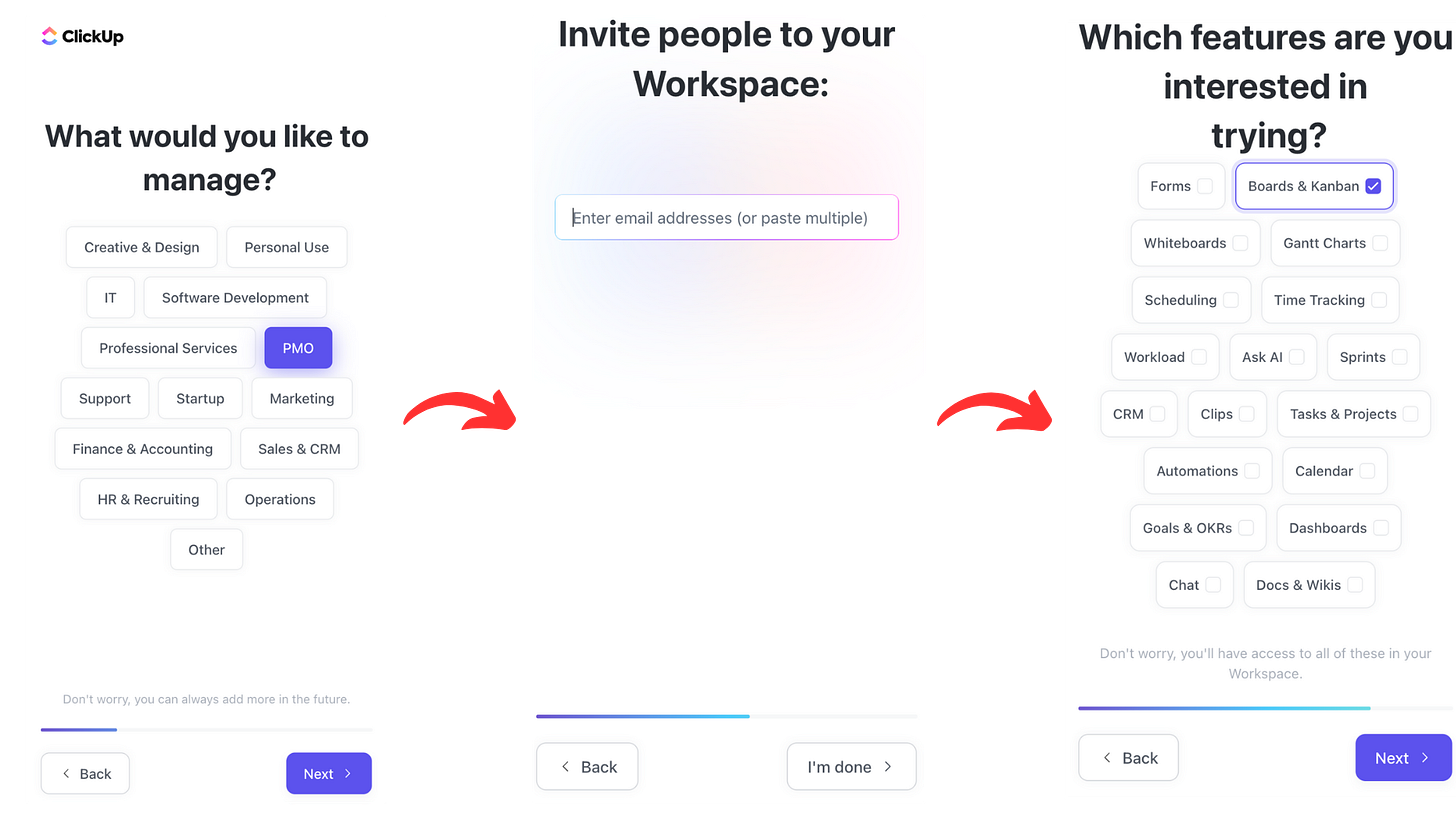 ClickUp User Onboarding Journey