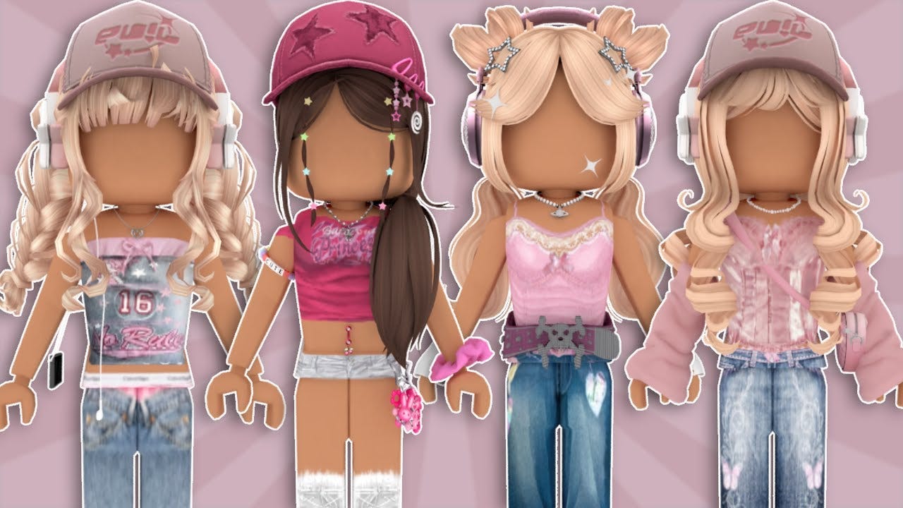pink y2k/2000s roblox outfits w/ CODES & LINKS || coziivibes ♡Item Design Concepts: Y2K