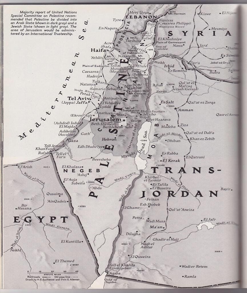Map of Palestine from a 1947 by National Geographic #map #palestine #nationalgeographic #natgeo ...