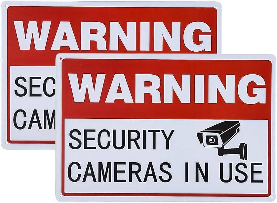 Amazon.com: dojune-2 Pack Warning Security Cameras in Use Signs,No  Trespassing Video Surveillance Sign,Indoor or Outdoor Use for Home Business  CCTV Security Camera : Patio, Lawn & Garden