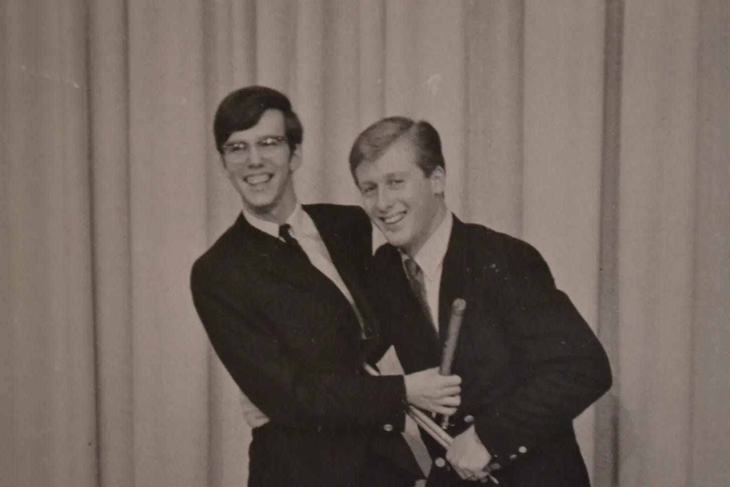 Mike Ray and Roger Lathum host the Varsity Show on KTVA channel 11 in Anchorage, Alaska.