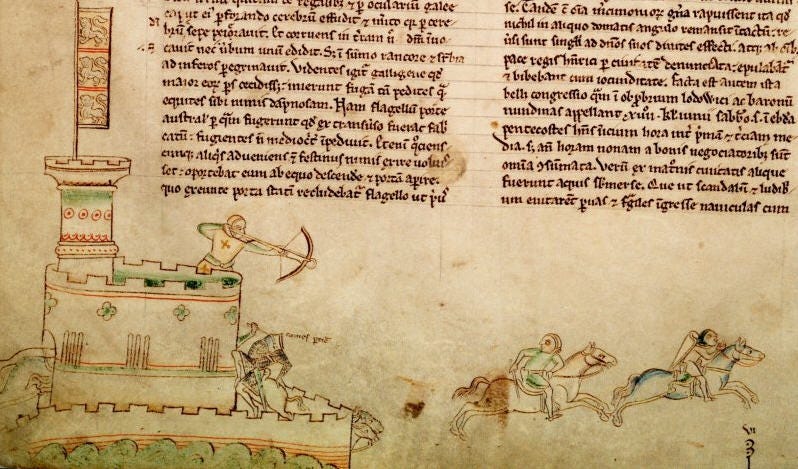 Medieval manuscript image of warfare.