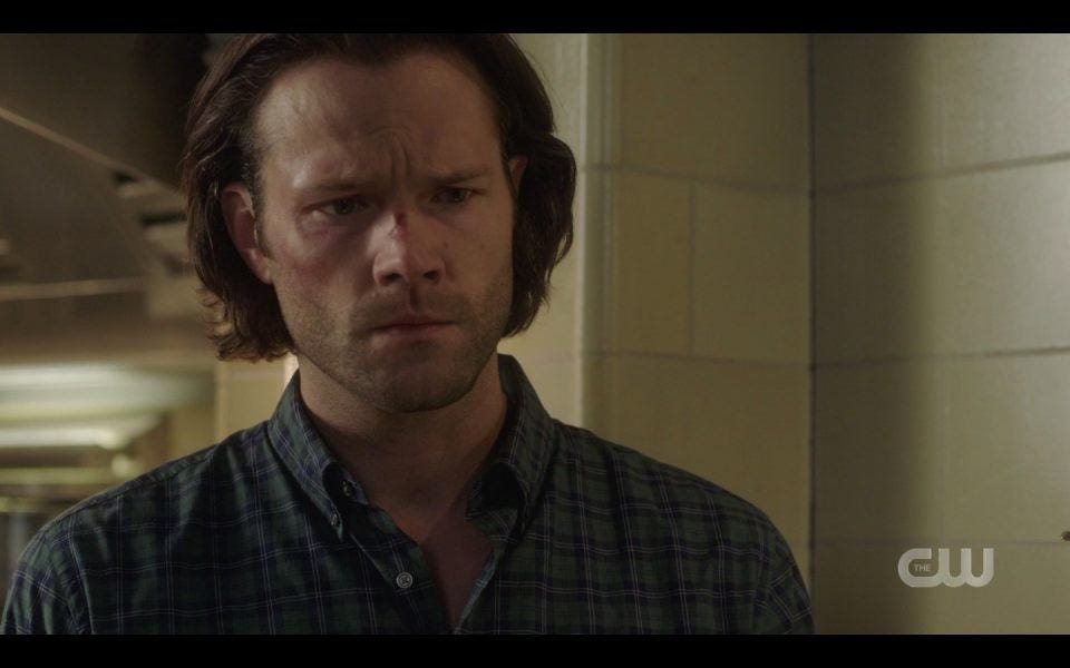 sam winchester pensive look at dean spn lebanon