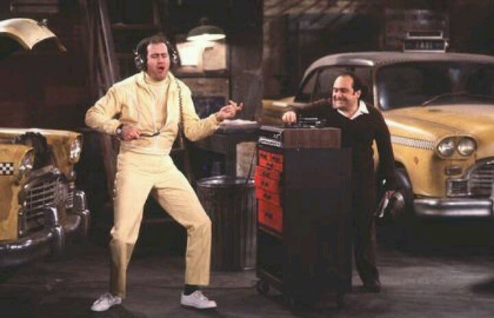 Taxi - Danny DeVito & Andy Kaufman - Iconic Historical Photos