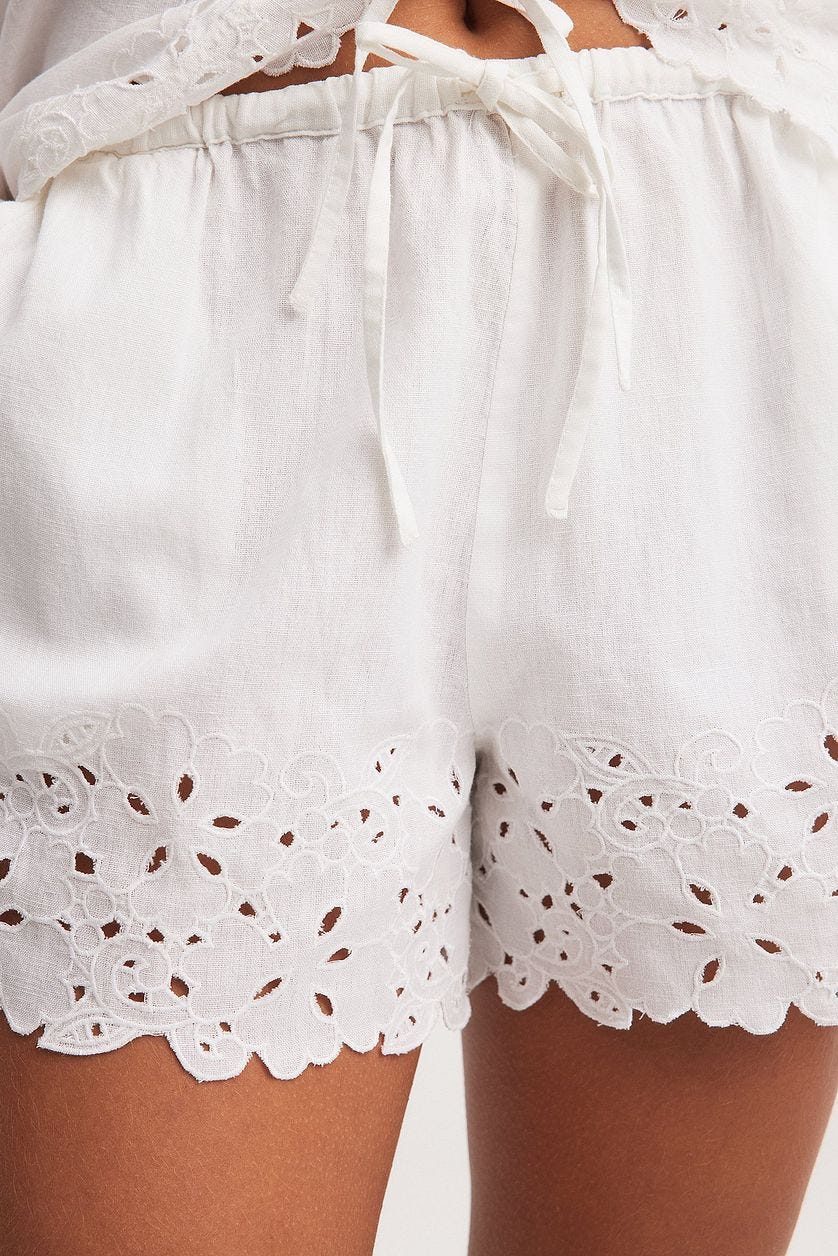 White Embroidery Shorts