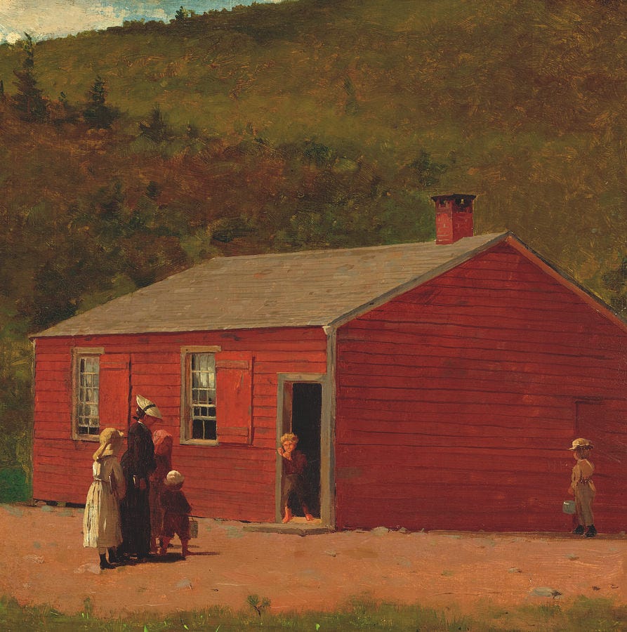 School Time, Red Schoolhouse Painting by Winslow Homer - Pixels