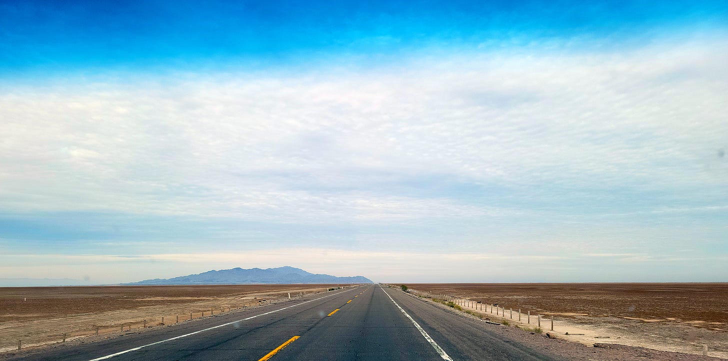 Open road from Mexicali to San Felipe. 