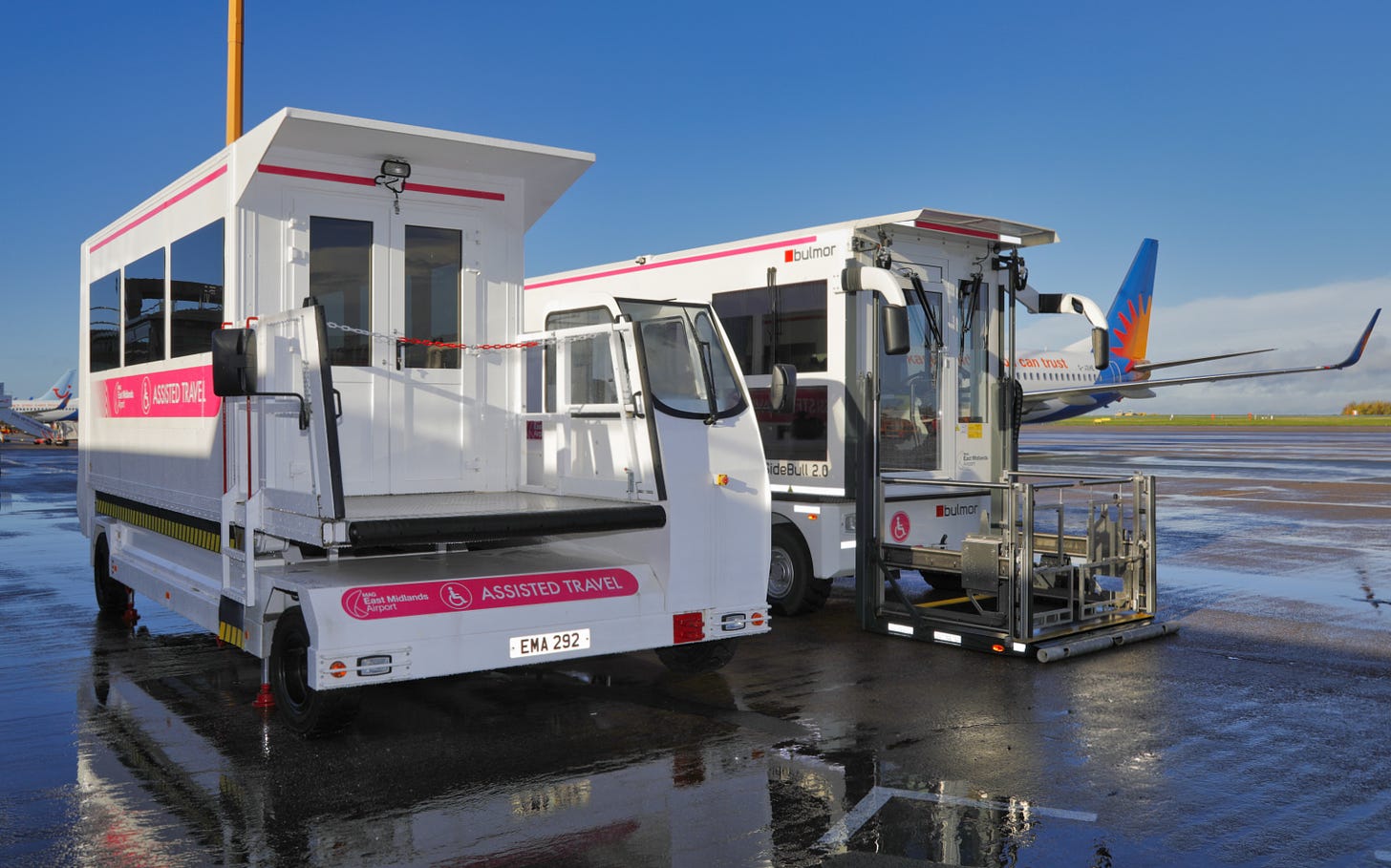 Two ambulifts at East Midlands Airport