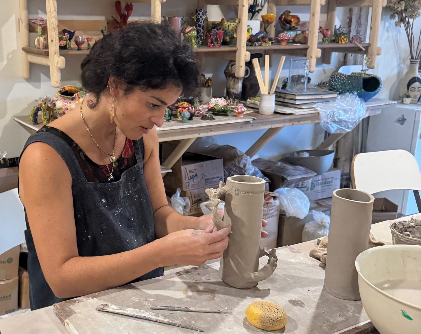 Fernanda Uribe-Horta crafting CFF awards in her studio