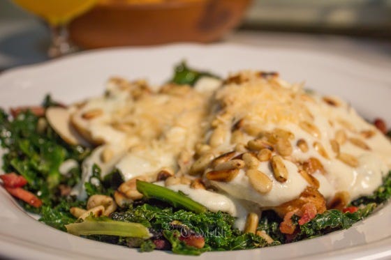 low-carp alfredo over kale 