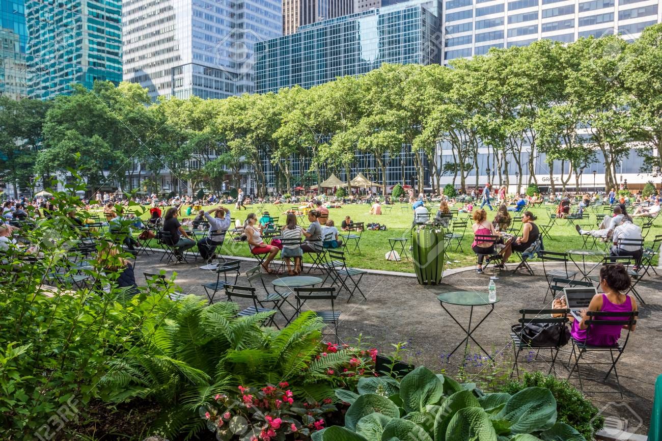 NEW YORK-JUNE 9: Bryant Park In Mid-town Manhattan Crowded With People  Woking And Relaxing On June 9 2015 In New York City. Stock Photo, Picture  and Royalty Free Image. Image 93183085.