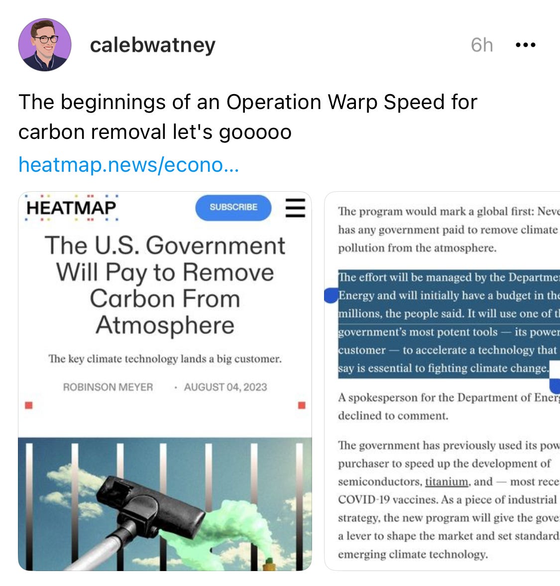 The beginnings of an Operation Warp Speed for carbon removal let's gooooo heatmap.news/econo…