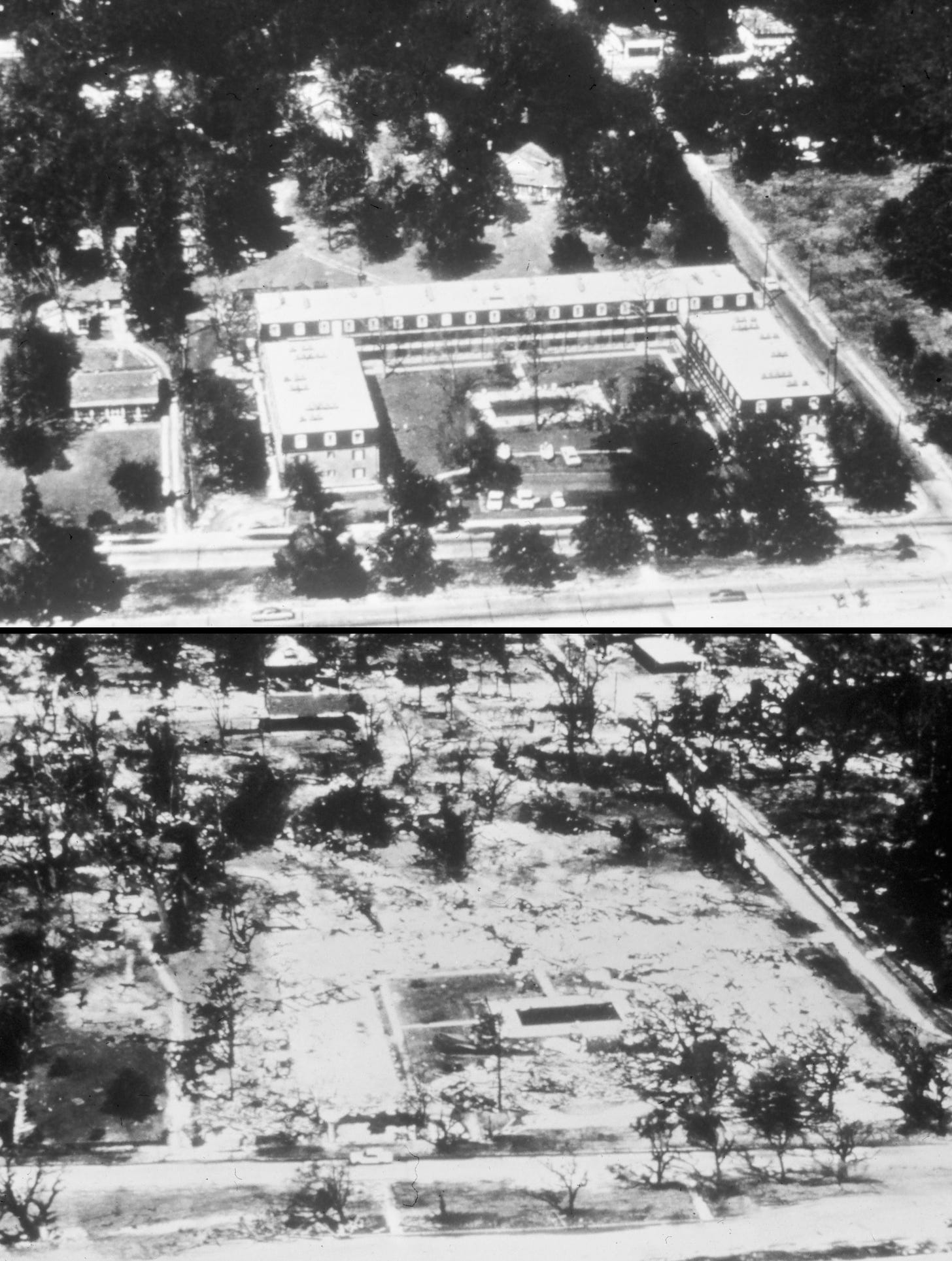 Hurricane Camille Richelieu Apartments before and after