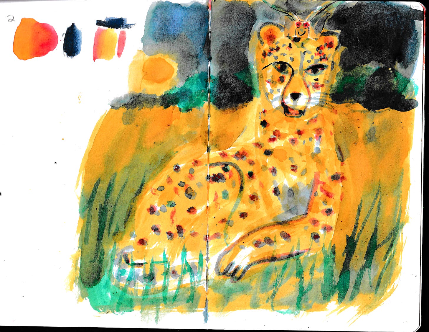 cheetah and grasshopper illustration by beth spencer
