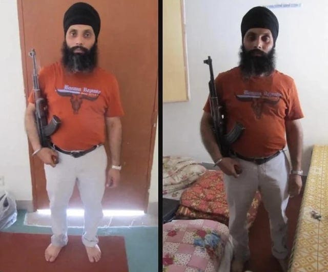 Hardeep Singh Nijjar, holding a firearm that carries a mandatory minimum  sentence of 10 years for possessing. But according to Kannedians, he was  just a peaceful activist : r/IndiaSpeaks