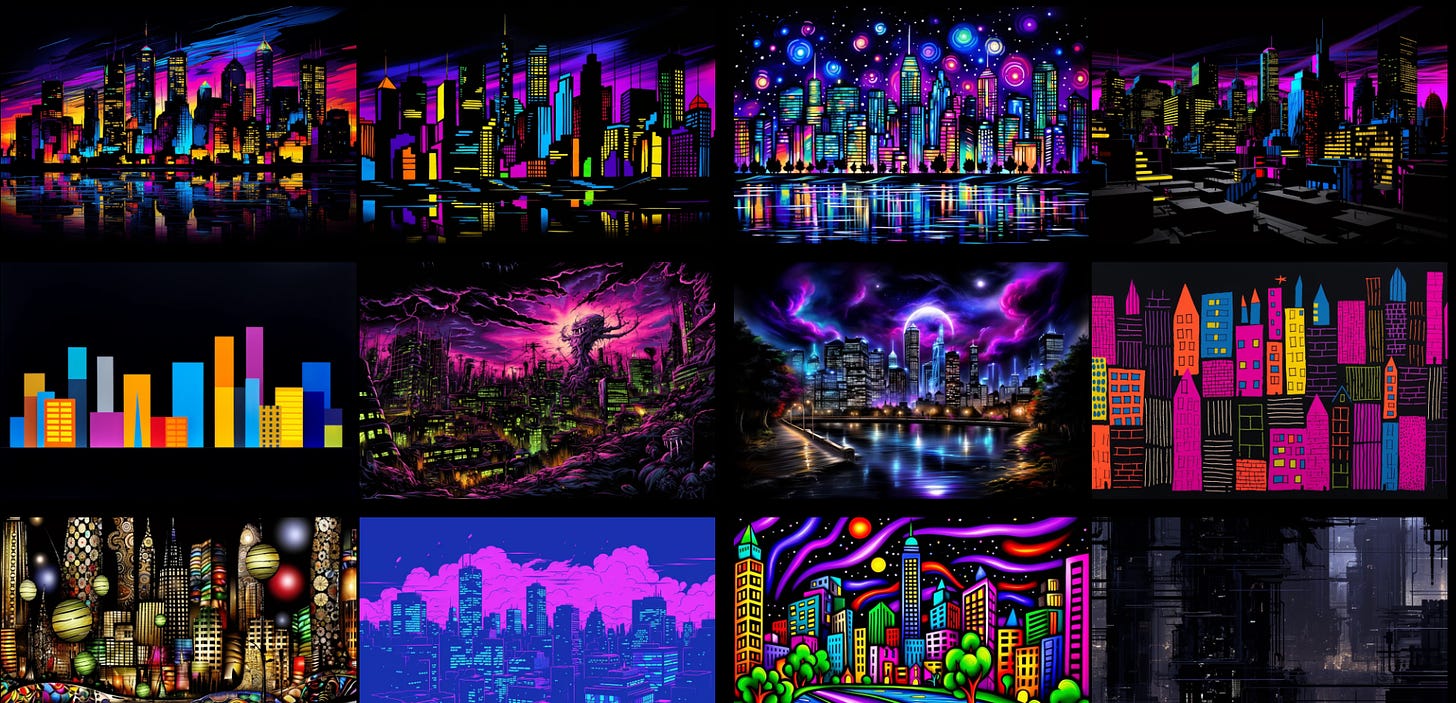 Style Tuner grid with blacklight cityscape images