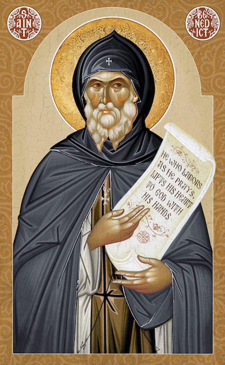 Icon of St. Benedict of Nursia - 20th c. - (1BE30) - Uncut Mountain Supply