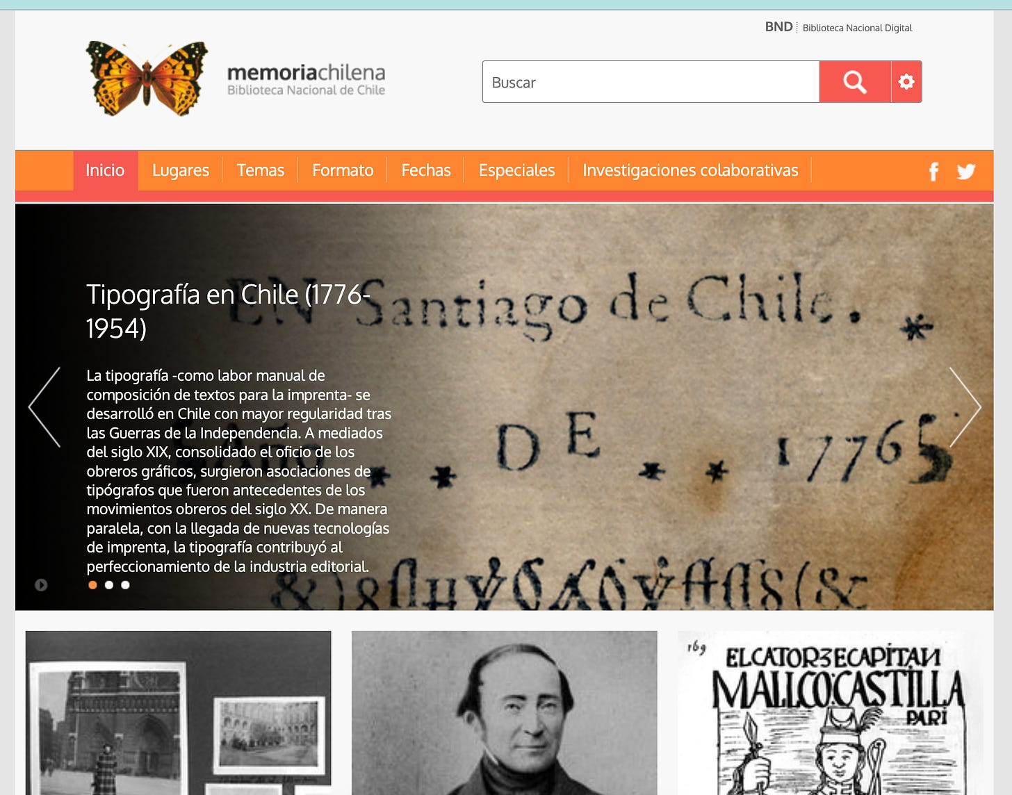 screenshot from memoria chilena site.