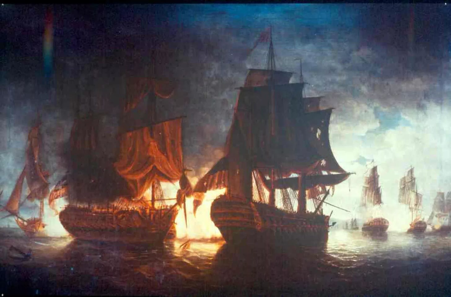 Bonhomme Richard battles HMS Serapis