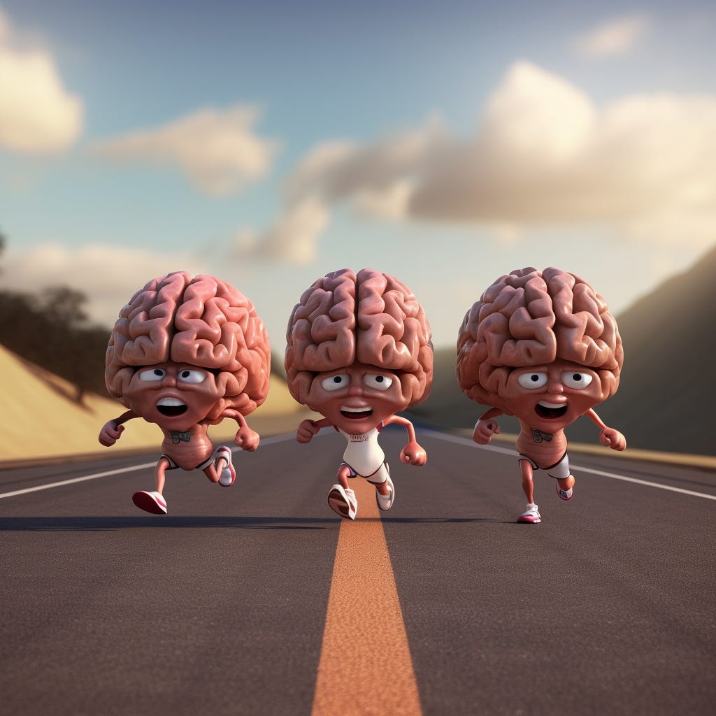Brains running a race