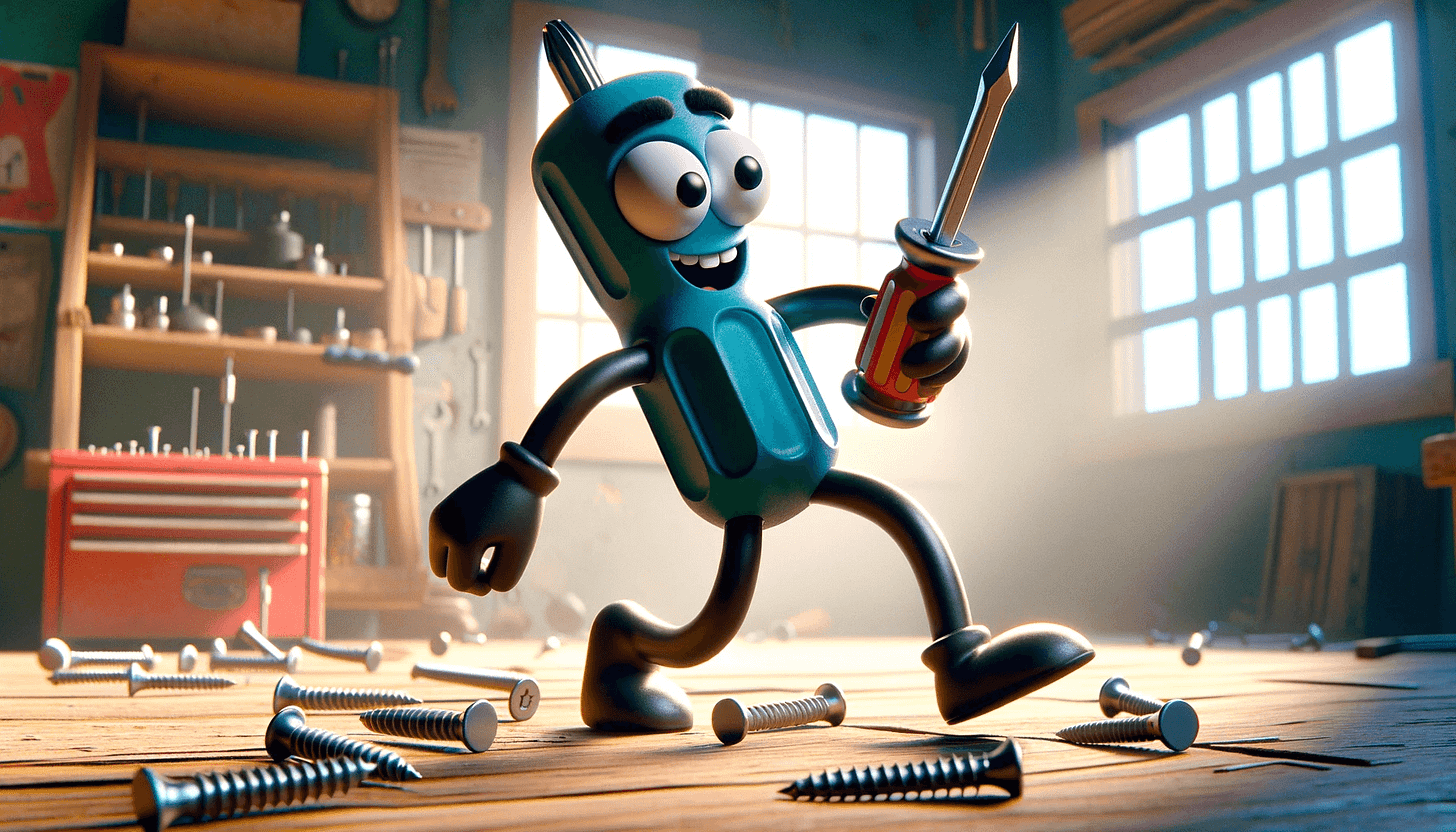 A walking screwdriver character