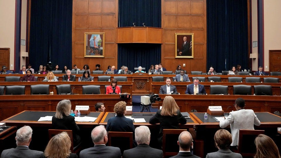 A photo of a hearing in Congress in session