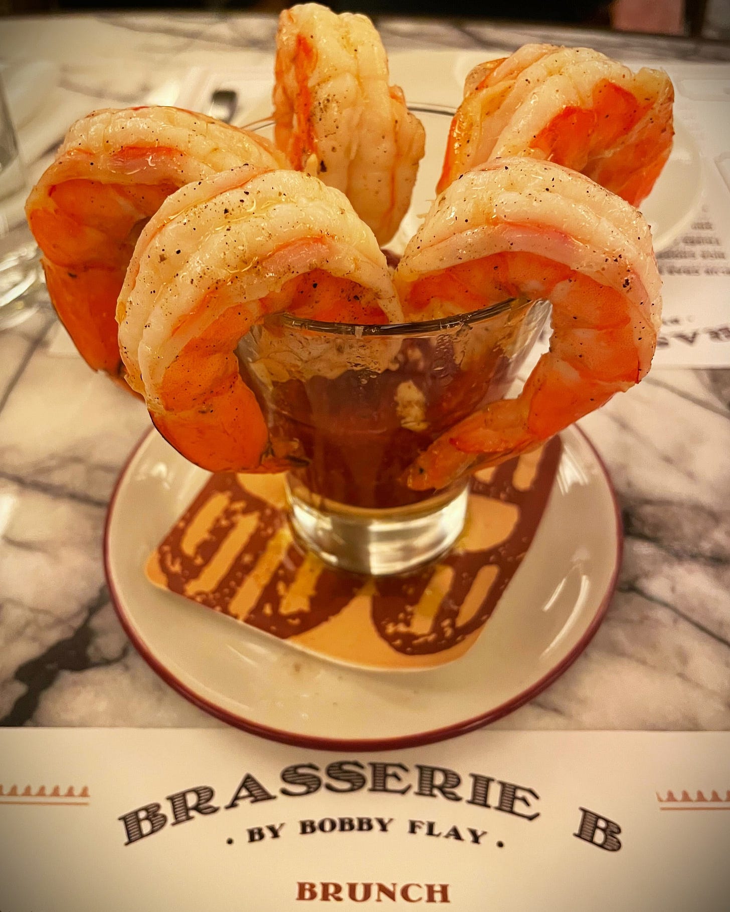 Beautiful prawn cocktail appetizer from Brasserie B by Bobby Flay at Caesars Palace