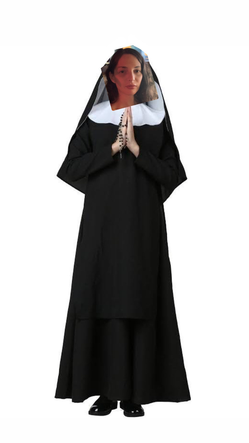 photoshopped image of my head on a nun's body