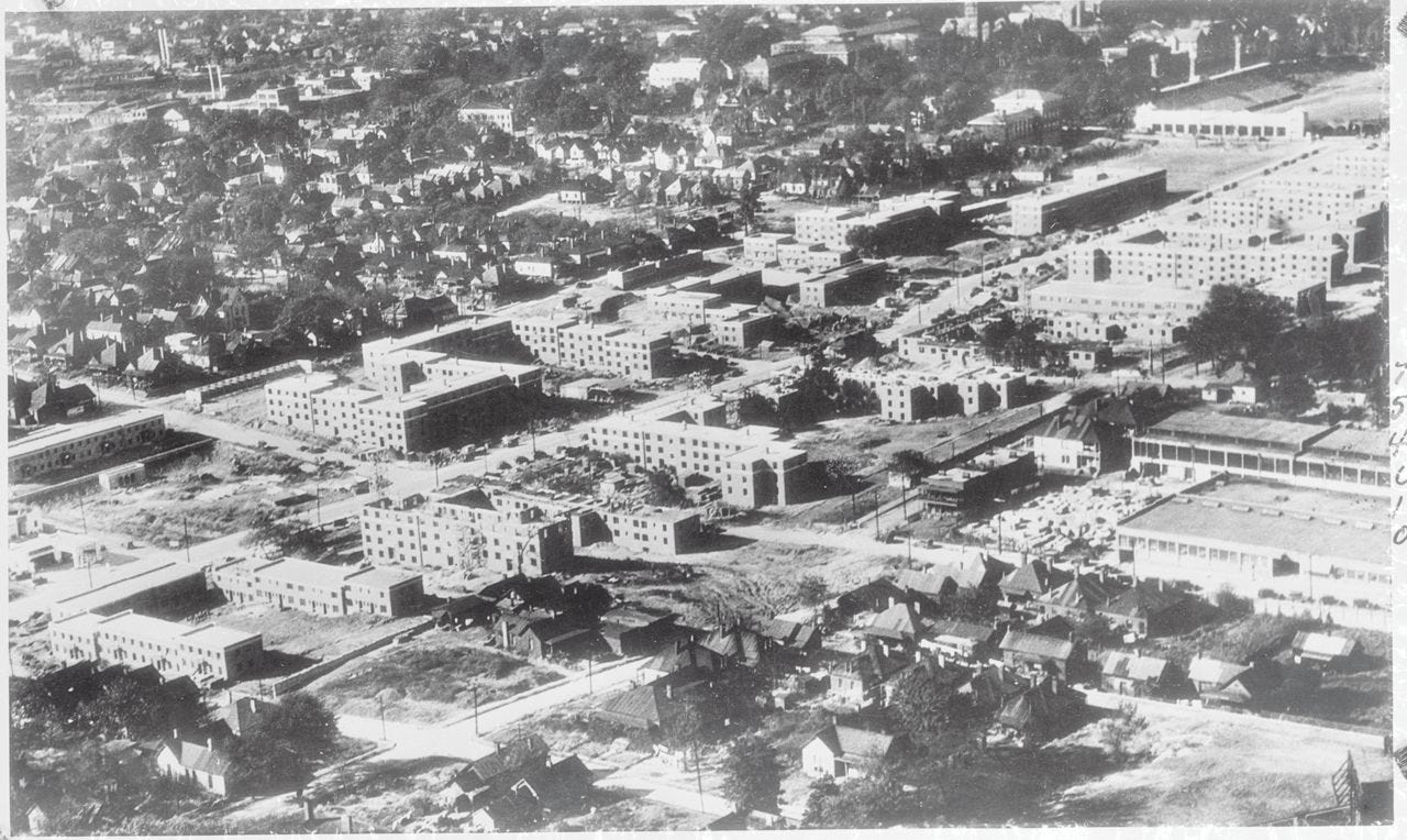 President Franklin Roosevelt dedicated Techwood Homes in 1935. When it opened the next year, it was America's first federally subsidized public housing project.