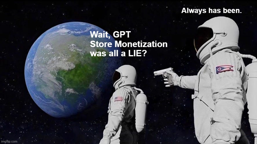 Alex Northstar on X: "GPT Store! Here's why it's TERRIBLE and how to get  MONETIZED: The Great Equalizer! NOT. After creating dozens of GPTs, with  thousands of chats, I was SUPER EXCITED