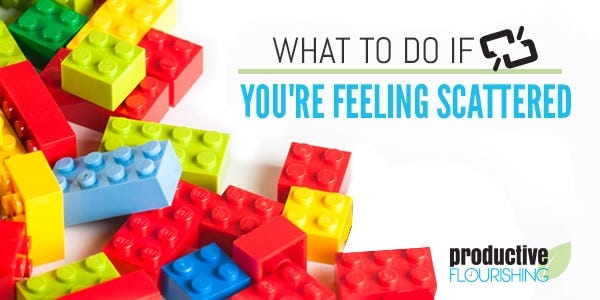 When you find yourself feeling scattered, step back and ask yourself these three questions. Then, you'll know which approach to use to help you regain focus and momentum. | What to Do If Your'e Feeling Scattered //productiveflourishing.com/feeling-scattered/