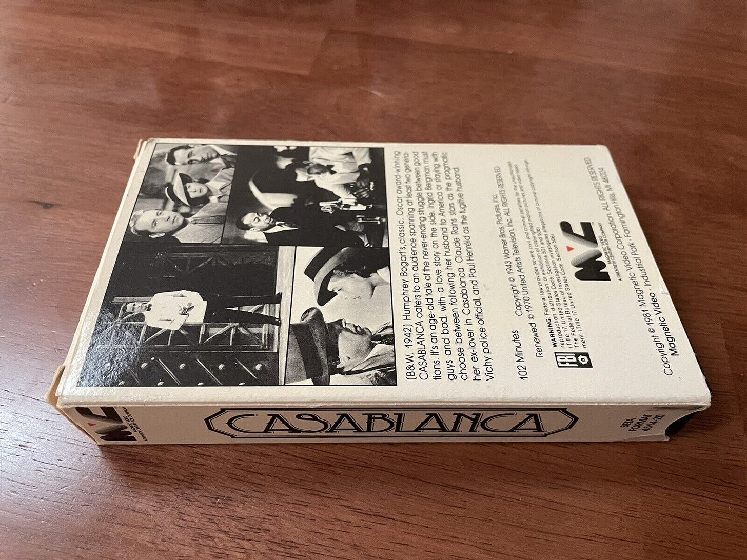 Casablanca 1981 Magnetic Video Betamax - NOT VHS Rare 1st Release MVC Beta  | eBay