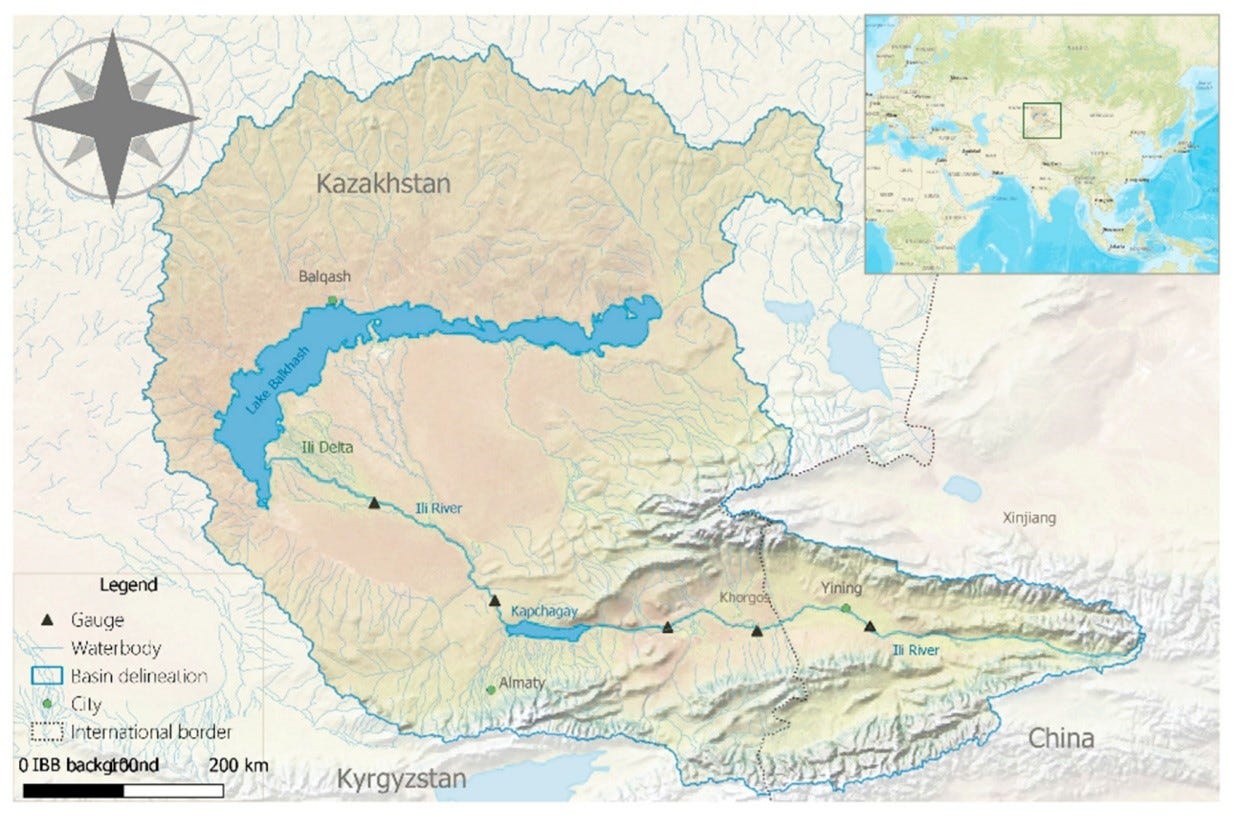 Map of the Ili-Balkhash river basin 