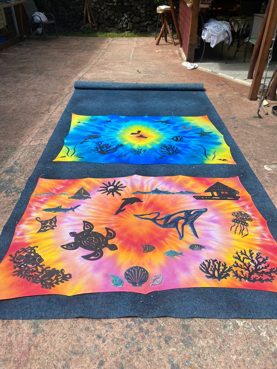 Pareos that have been dyed by the sun Pareos that have been dyed by the sun