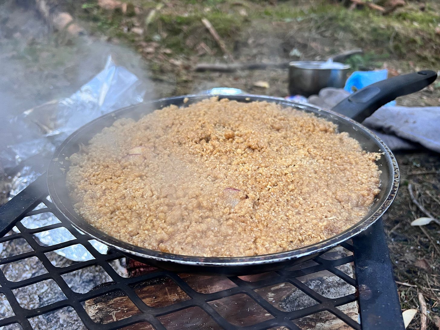 The finished crumble about to be served! Yum!