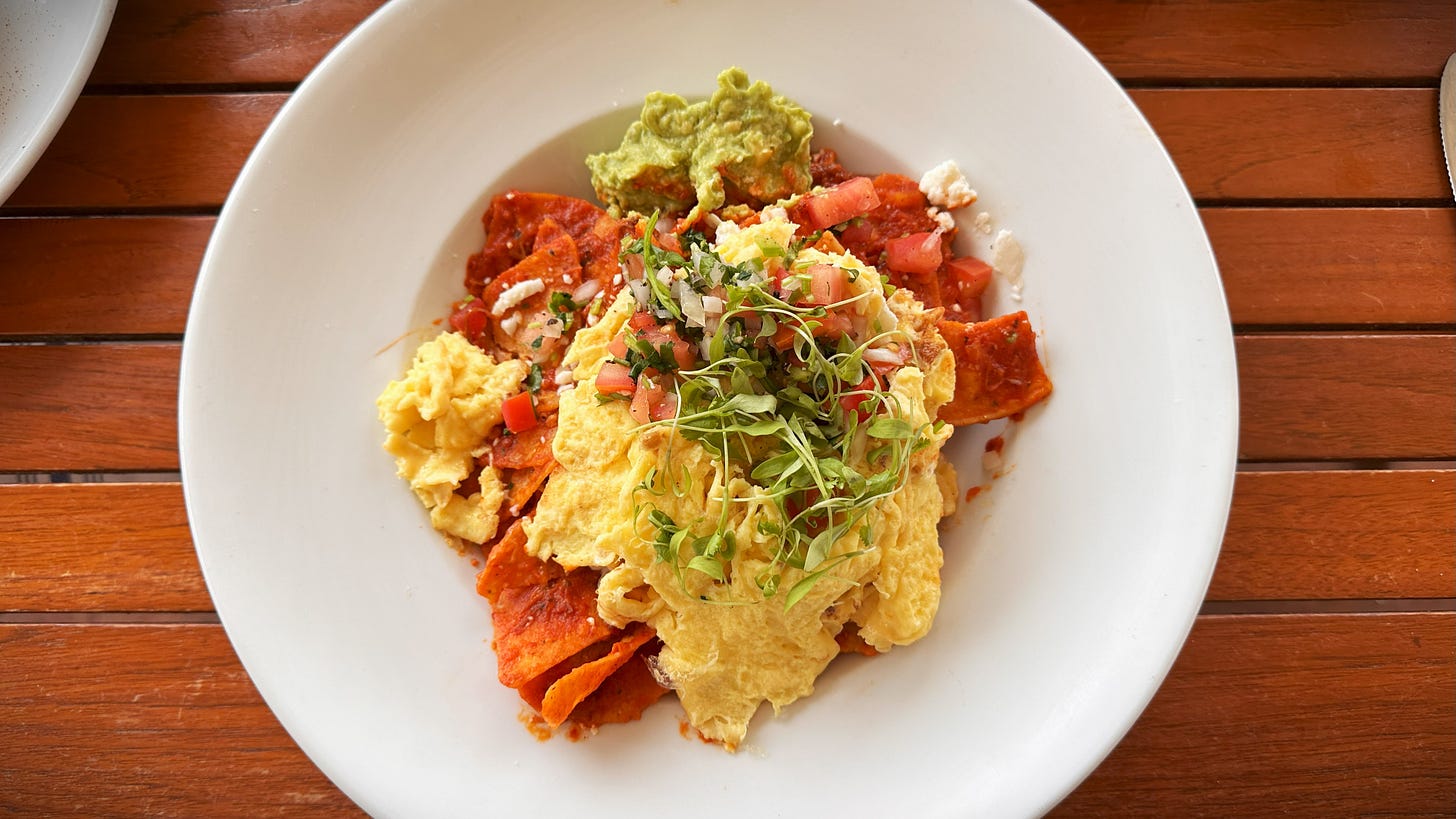 Steak Chilaquiles at Beachcomber Café in Crystal Cove, California